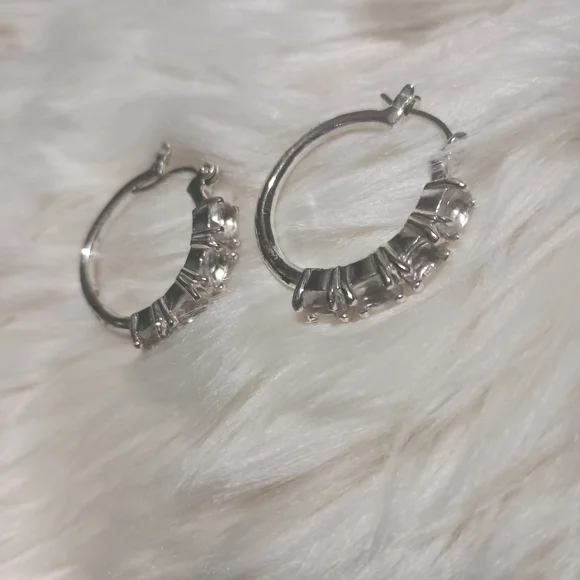 Elegant Silver Hoop Earrings - Picture 3 of 7